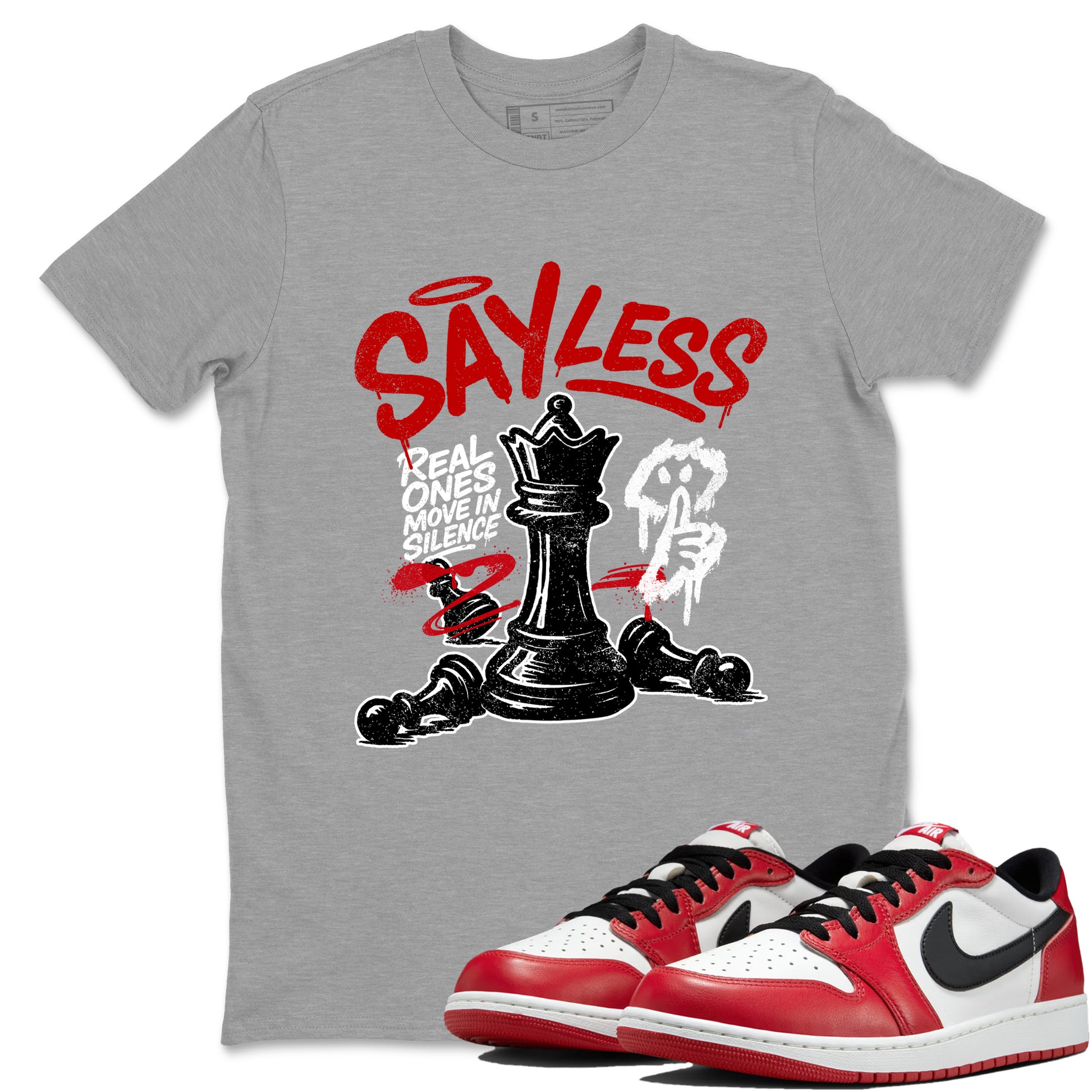 Say Less SNRT Sneaker Tees - Air Jordan 1 Low Chicago - SNRT Sneaker T-shirts