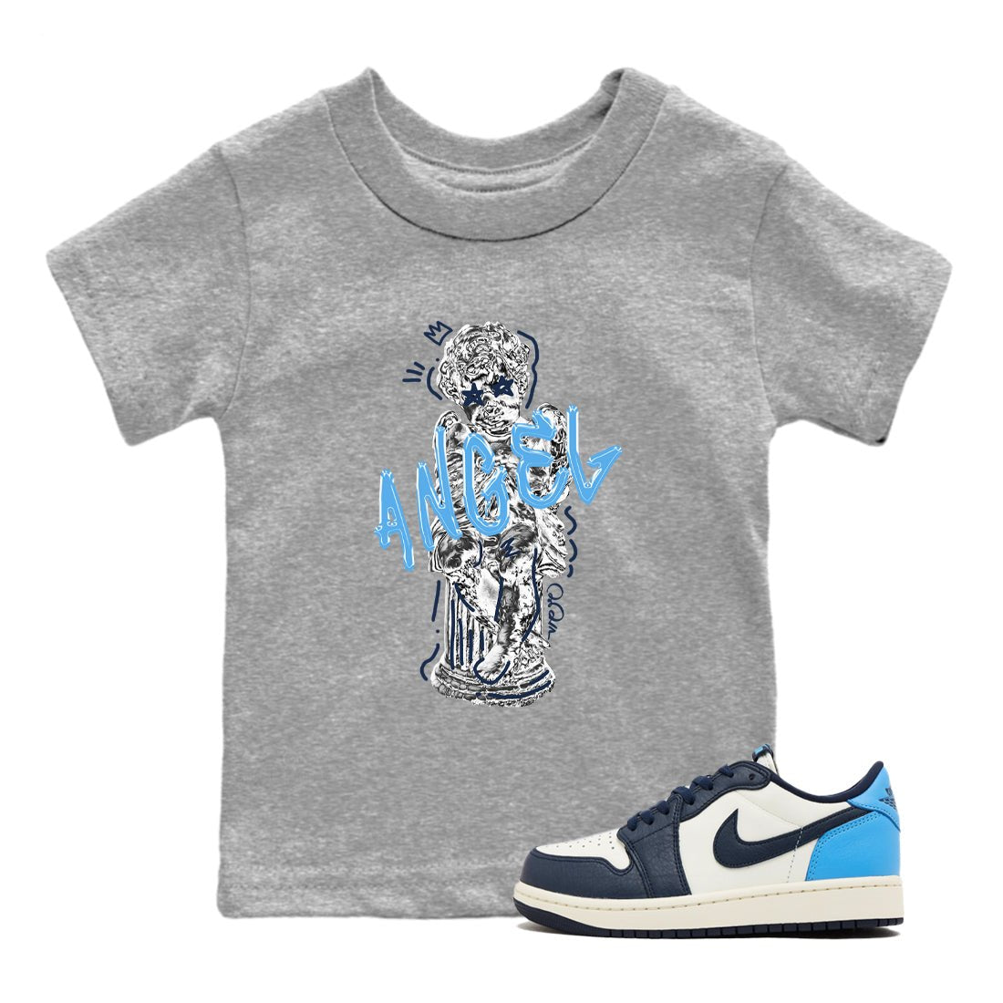 1s Obsidian shirts to match jordans Baby Angel sneaker match tees Air Jordan 1 Low OG Obsidian match shoes to clothes SNRT Sneaker Tees Youth Baby Heather Grey 1 tee