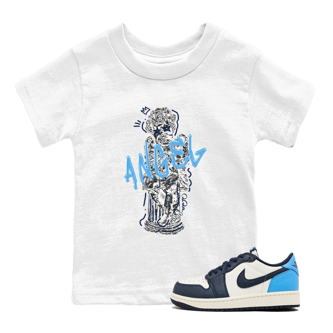 1s Obsidian shirts to match jordans Baby Angel sneaker match tees Air Jordan 1 Low OG Obsidian match shoes to clothes SNRT Sneaker Tees Youth Baby White 1 tee