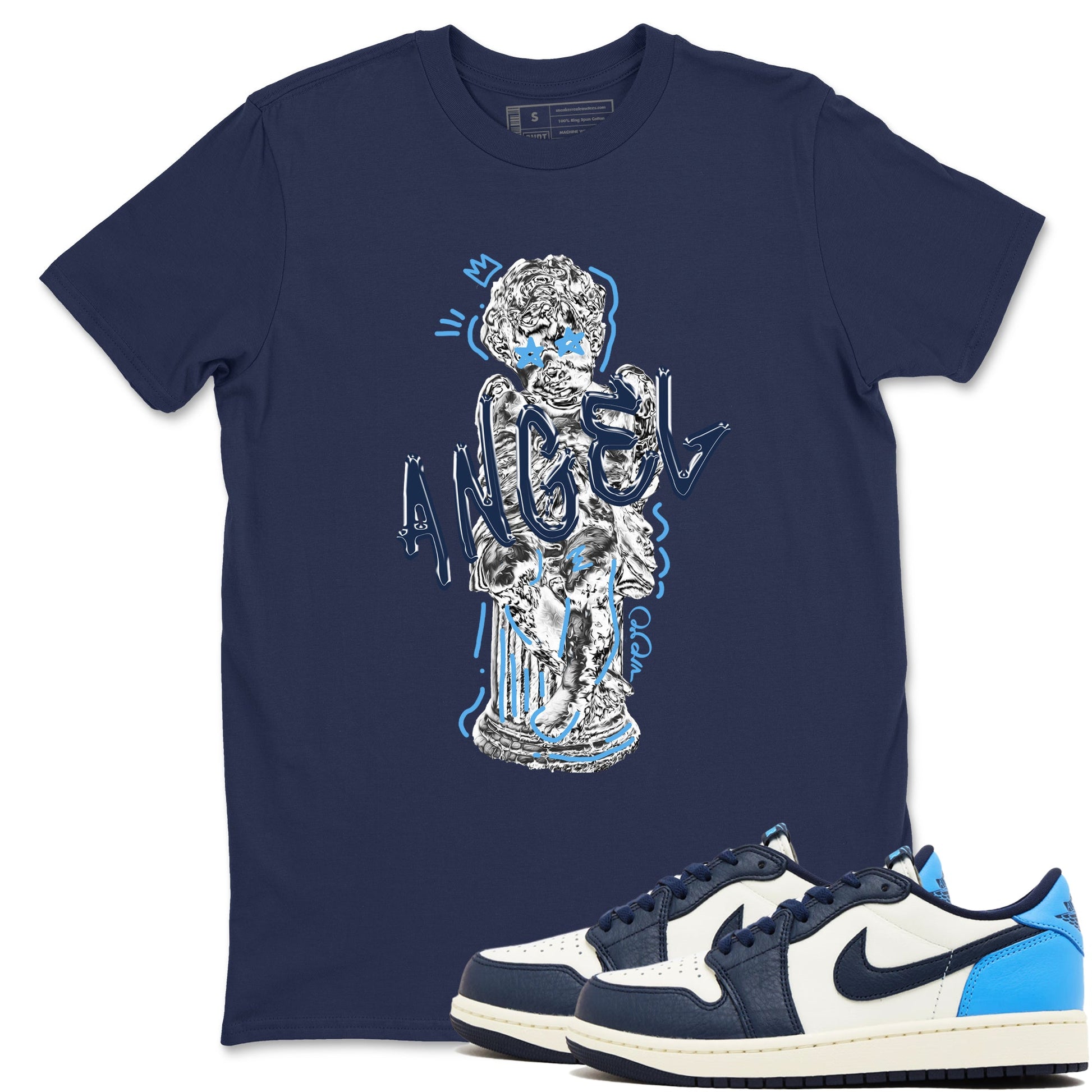 1s Obsidian shirts to match jordans Baby Angel sneaker match tees Air Jordan 1 Low OG Obsidian match shoes to clothes SNRT Sneaker Tees unisex cotton Navy 1 shirts