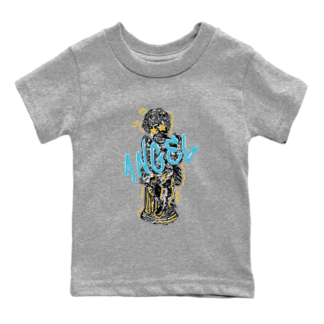 Sneaker Threads – Sneaker Tees To Match Air Jordan 11 Gamma – Baby Angel Youth Graphic Tee Heather Grey 2. Perfect for Jordan releases 2025 colorways.