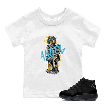 Sneaker Threads – Sneaker Tees To Match Air Jordan 11 Gamma – Baby Angel Youth Graphic Tee White 1. Perfect for Jordan releases 2025 colorways.