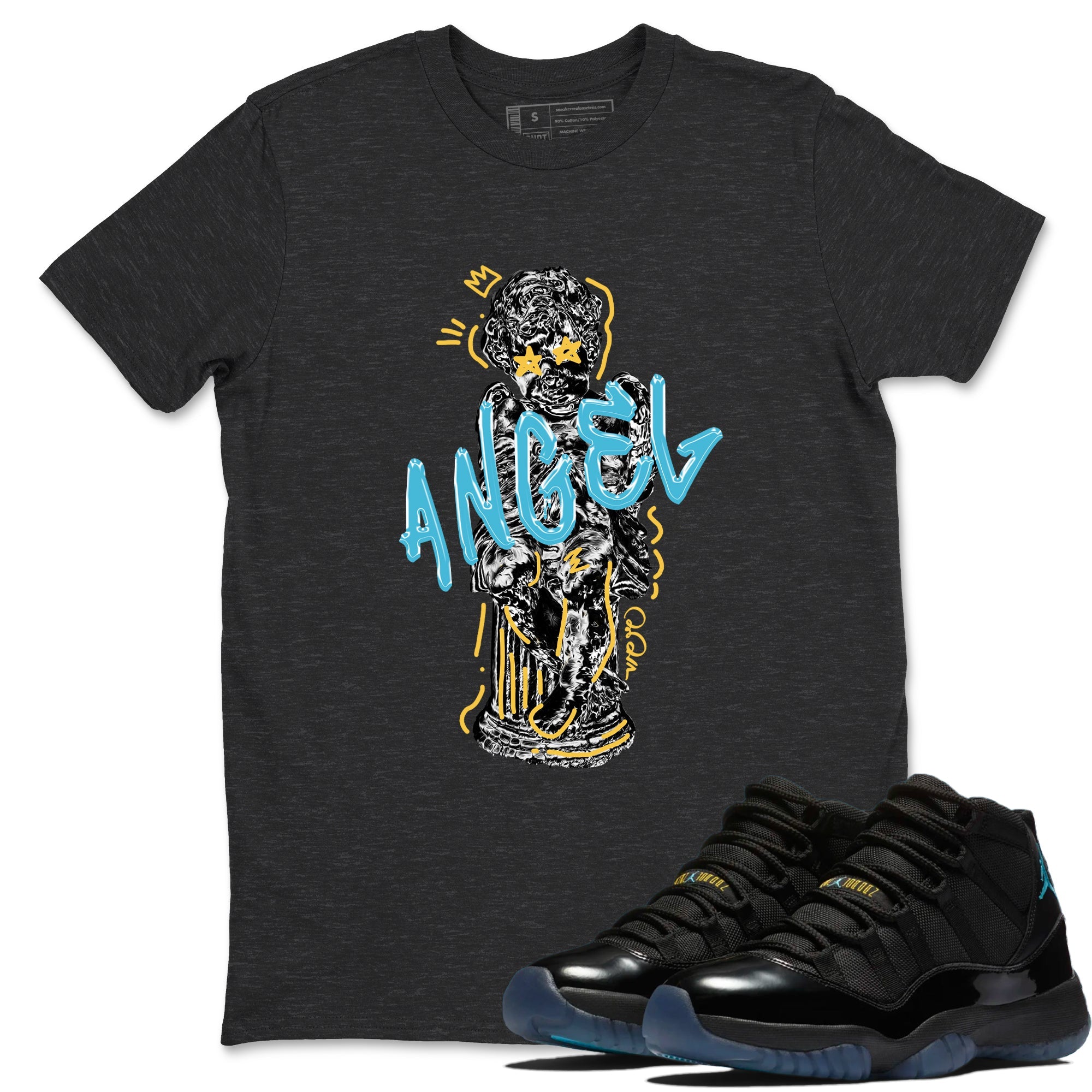 Sneaker Threads – Sneaker Tees To Match Air Jordan 11 Gamma – Baby Angel Graphic Tee Charcoal Heather 1. Perfect for Jordan releases 2025 colorways.