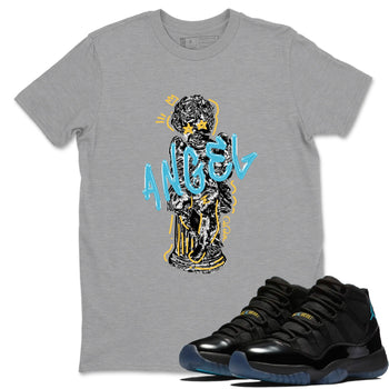 Sneaker Threads – Sneaker Tees To Match Air Jordan 11 Gamma – Baby Angel Graphic Tee Heather Grey 1. Perfect for Jordan releases 2025 colorways.