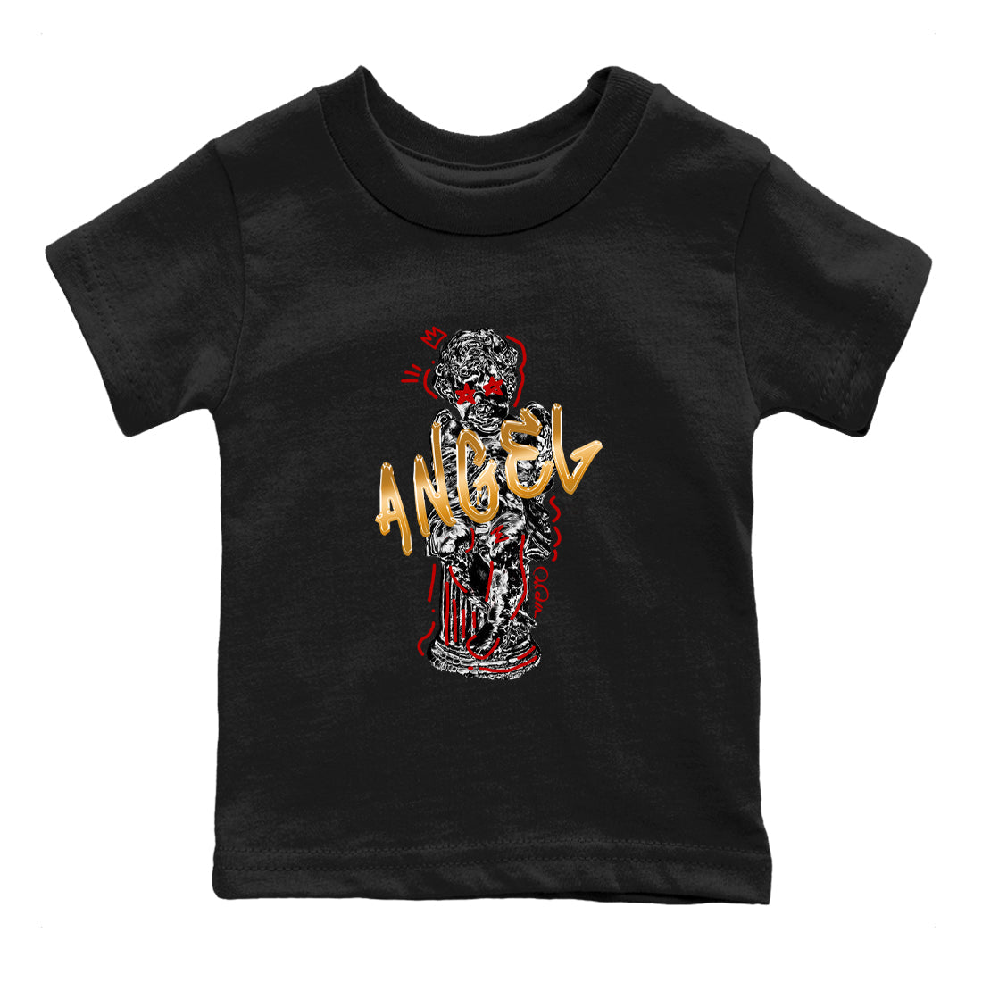 Sneaker Threads – Sneaker Tees To Match Air Jordan 12 Taxi – Baby Angel Youth Graphic Tee Black 2. Perfect for Jordan releases 2025 colorways.