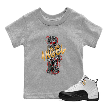 Sneaker Threads – Sneaker Tees To Match Air Jordan 12 Taxi – Baby Angel Youth Graphic Tee Heather Grey 1. Perfect for Jordan releases 2025 colorways.