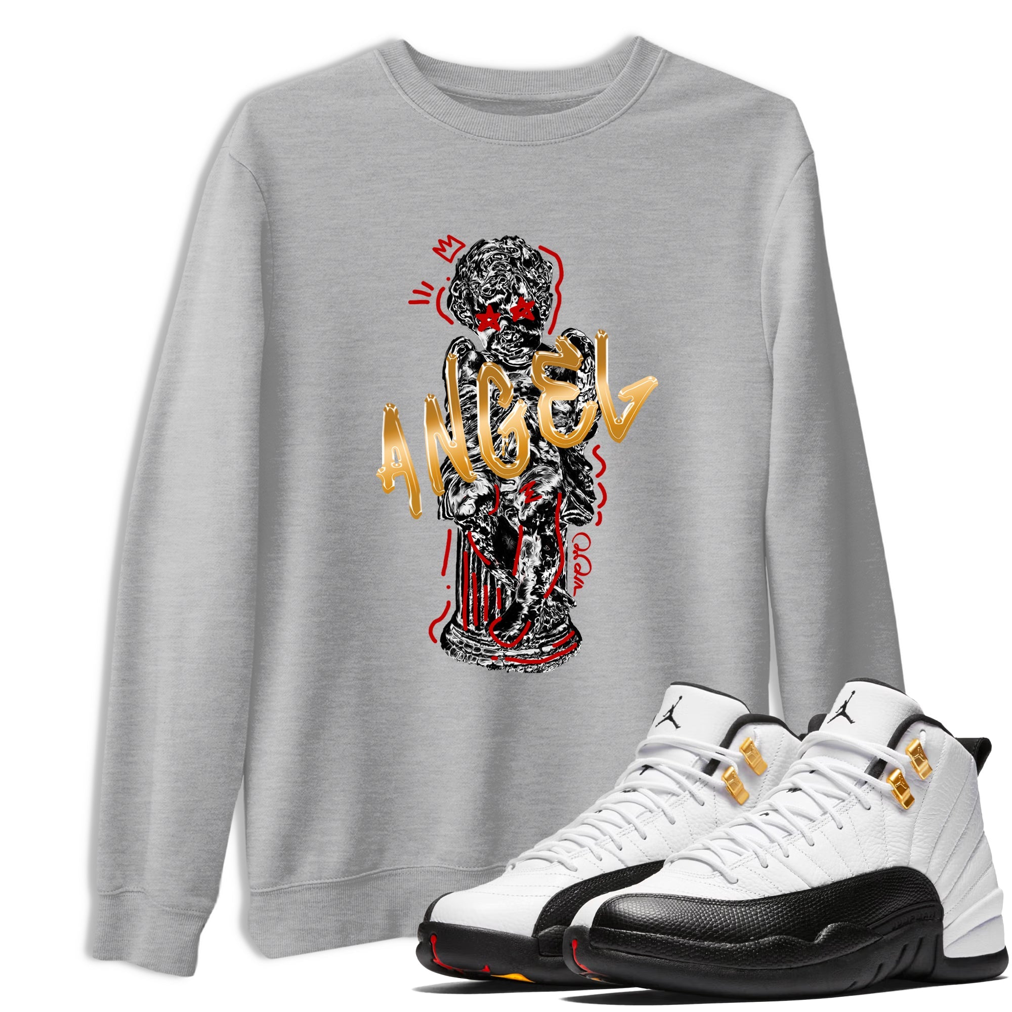 Sneaker Threads – Sneaker Tees To Match Air Jordan 12 Taxi – Baby Angel Graphic Tee Heather Grey 1. Perfect for Jordan releases 2025 colorways.