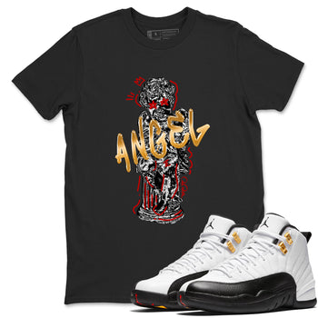 Sneaker Threads – Sneaker Tees To Match Air Jordan 12 Taxi – Baby Angel Graphic Tee Black 1. Perfect for Jordan releases 2025 colorways.