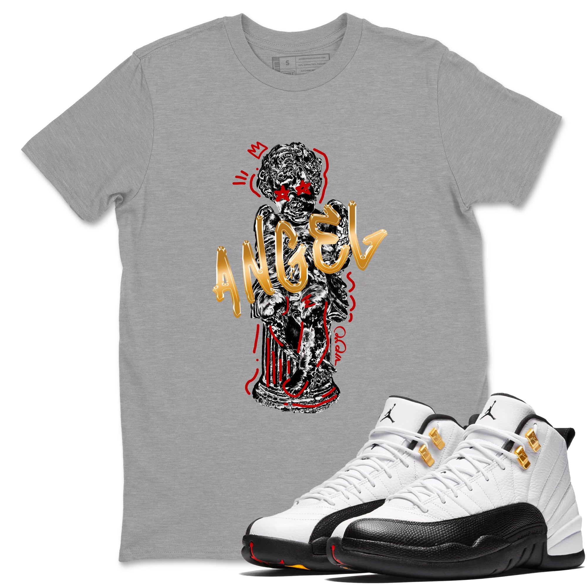 Sneaker Threads – Sneaker Tees To Match Air Jordan 12 Taxi – Baby Angel Graphic Tee Heather Grey 1. Perfect for Jordan releases 2025 colorways.