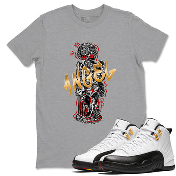 Sneaker Threads – Sneaker Tees To Match Air Jordan 12 Taxi – Baby Angel Graphic Tee Heather Grey 1. Perfect for Jordan releases 2025 colorways.