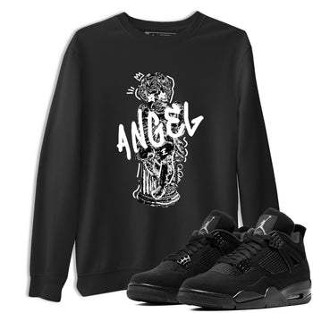 Sneaker Threads – Sneaker Tees To Match Air Jordan 4 Black Cat – Baby Angel Graphic Tee Black 1. Perfect for Jordan releases 2025 colorways.