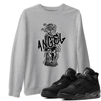 Sneaker Threads – Sneaker Tees To Match Air Jordan 4 Black Cat – Baby Angel Graphic Tee Heather Grey 1. Perfect for Jordan releases 2025 colorways.