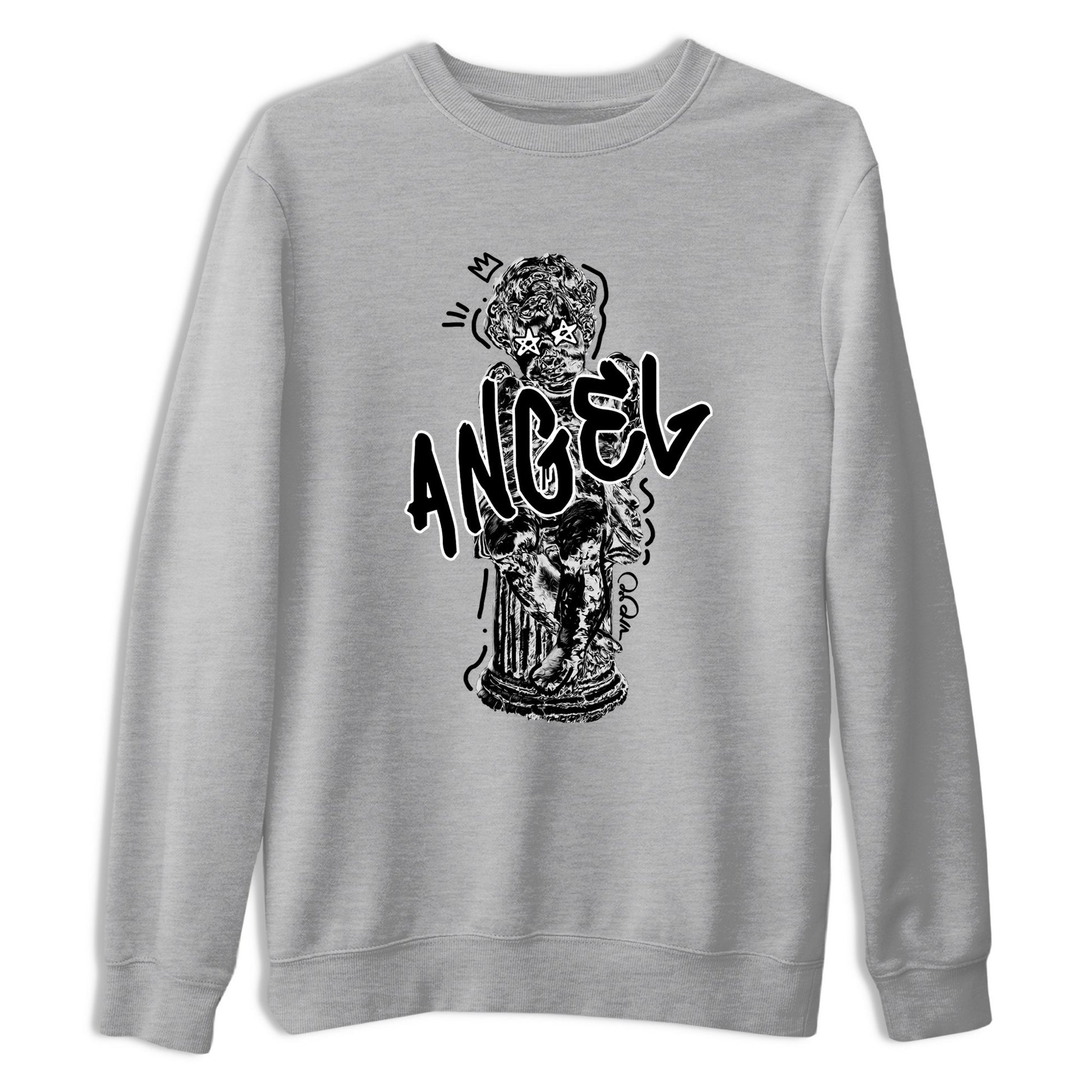 Sneaker Threads – Sneaker Tees To Match Air Jordan 4 Black Cat – Baby Angel Graphic Tee Heather Grey 2. Perfect for Jordan releases 2025 colorways.