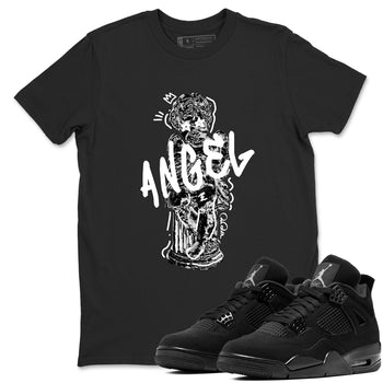 Sneaker Threads – Sneaker Tees To Match Air Jordan 4 Black Cat – Baby Angel Graphic Tee Black 1. Perfect for Jordan releases 2025 colorways.