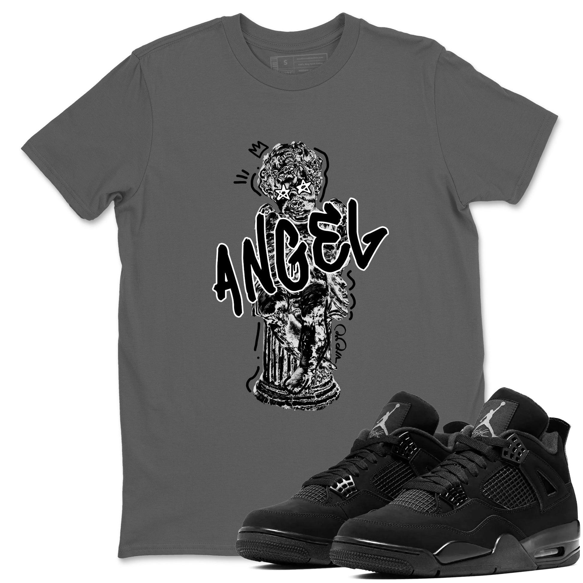 Sneaker Threads – Sneaker Tees To Match Air Jordan 4 Black Cat – Baby Angel Graphic Tee Cool Grey 1. Perfect for Jordan releases 2025 colorways.