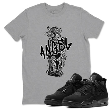 Sneaker Threads – Sneaker Tees To Match Air Jordan 4 Black Cat – Baby Angel Graphic Tee Heather Grey 1. Perfect for Jordan releases 2025 colorways.