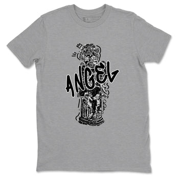 Sneaker Threads – Sneaker Tees To Match Air Jordan 4 Black Cat – Baby Angel Graphic Tee Heather Grey 2. Perfect for Jordan releases 2025 colorways.