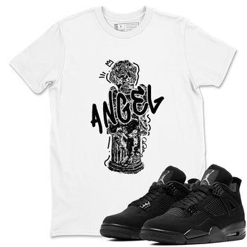 Sneaker Threads – Sneaker Tees To Match Air Jordan 4 Black Cat – Baby Angel Graphic Tee White 1. Perfect for Jordan releases 2025 colorways.