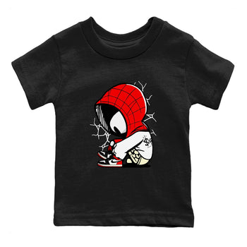 AJ 1 Black Toe Reimagined shirts to match jordans Baby Spider sneaker match tees AJ 1 Black Toe Reimagined SNRT Sneaker Tees streetwear brand Baby and Youth Black 2 cotton tee