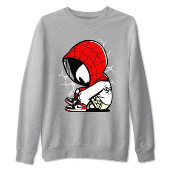 AJ 1 Black Toe Reimagined shirts to match jordans Baby Spider sneaker match tees AJ 1 Black Toe Reimagined SNRT Sneaker Tees streetwear brand Heather Grey 2 unisex cotton tee