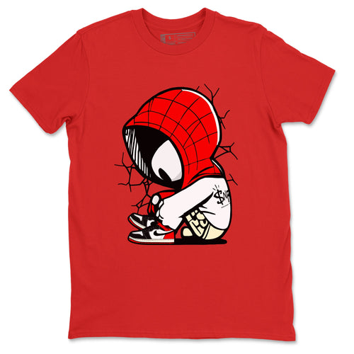 AJ 1 Black Toe Reimagined shirts to match jordans Baby Spider sneaker match tees AJ 1 Black Toe Reimagined SNRT Sneaker Tees streetwear brand Red 2 unisex cotton tee