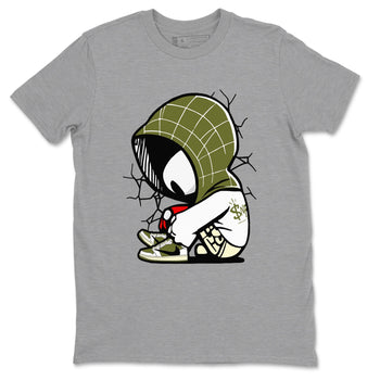1s Travis Scott Medium Olive shirts to match jordans Baby Spider sneaker match tees Air Jordan 1 Travis Scott Medium Olive SNRT Sneaker Tees streetwear brand Heather Grey 2 unisex cotton tee