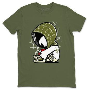 1s Travis Scott Medium Olive shirts to match jordans Baby Spider sneaker match tees Air Jordan 1 Travis Scott Medium Olive SNRT Sneaker Tees streetwear brand Military Green 2 unisex cotton tee