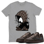 1s Travis Scott Velvet Brown shirts to match jordans Baby Spider best t shirts to wear with jordans Travis Scott x Air Jordan 1 Low OG Velvet Brown match shoes to clothes SNRT Sneaker Tees unisex cotton Heather Grey 1 shirts