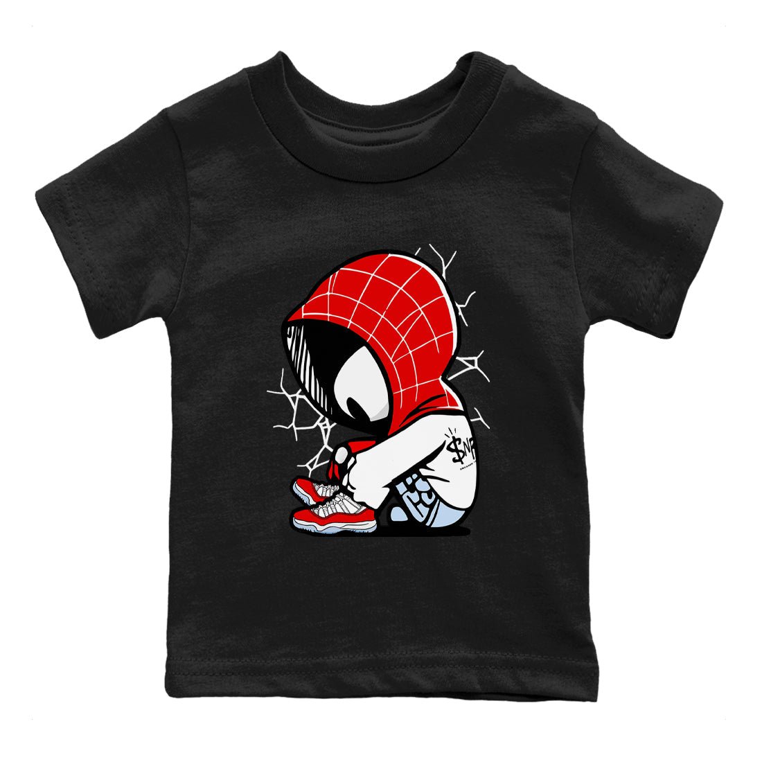 11s Cherry shirts to match jordans Baby Spider sneaker match tees Air Jordan 11 Retro Cherry match shoes to clothes SNRT Sneaker Tees Youth Baby Black 2 tee
