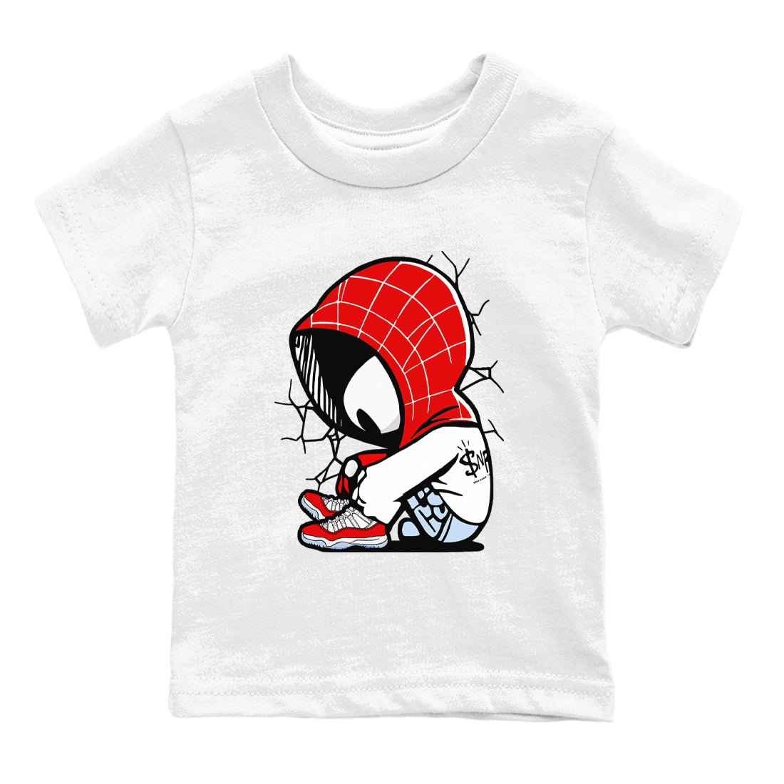11s Cherry shirts to match jordans Baby Spider sneaker match tees Air Jordan 11 Retro Cherry match shoes to clothes SNRT Sneaker Tees Youth Baby White 2 tee