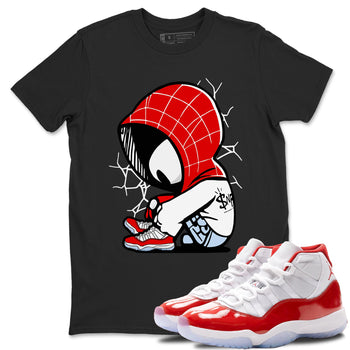 11s Cherry shirts to match jordans Baby Spider sneaker match tees Air Jordan 11 Retro Cherry match shoes to clothes SNRT Sneaker Tees unisex cotton Black 1 shirts