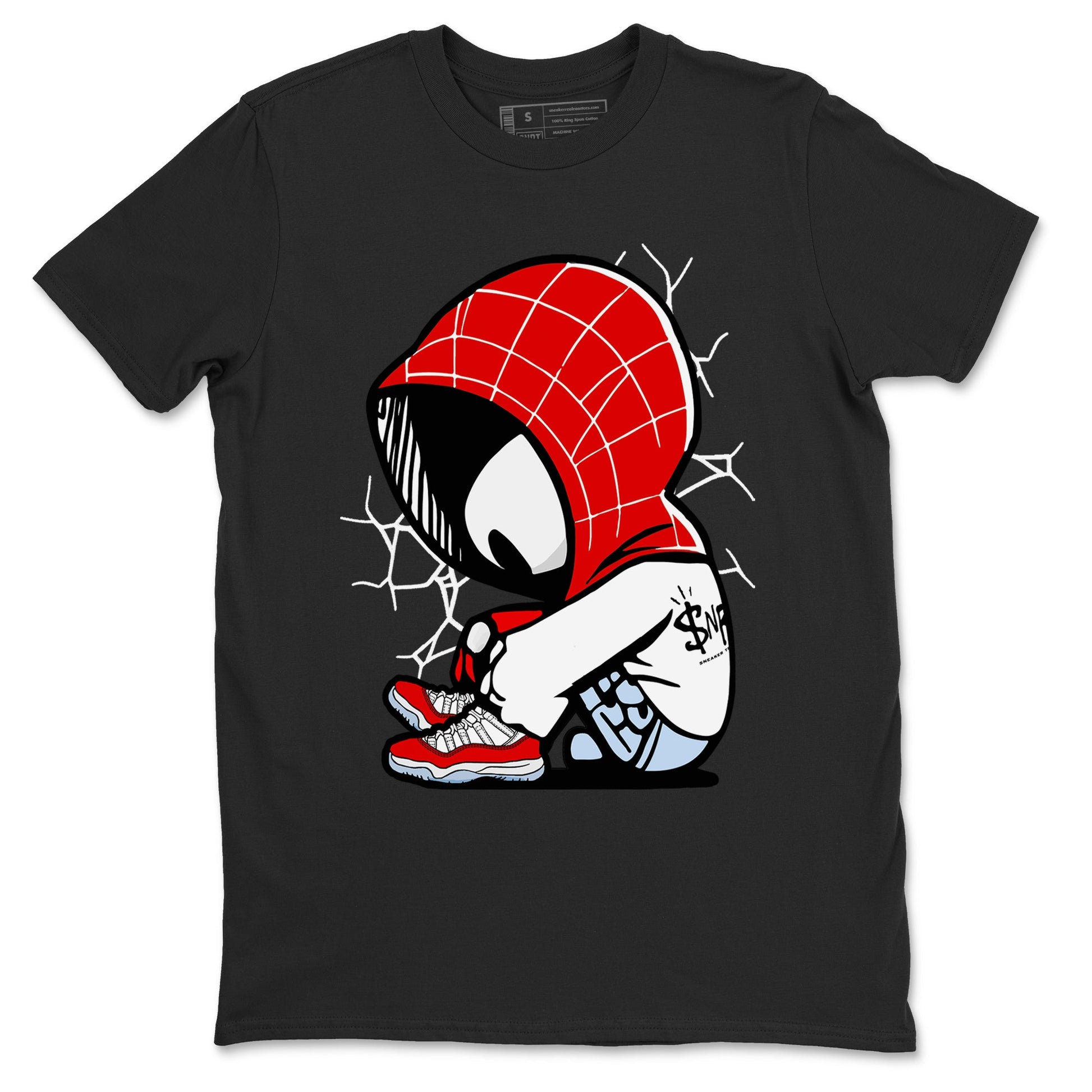 11s Cherry shirts to match jordans Baby Spider sneaker match tees Air Jordan 11 Retro Cherry match shoes to clothes SNRT Sneaker Tees unisex cotton Black 2 shirts
