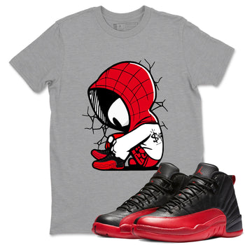 12s Flu Game shirts to match jordans Baby Spider sneaker match tees Air Jordan 12 Retro Flu Game match shoes to clothes SNRT Sneaker Tees unisex cotton Heather Grey 1 shirts