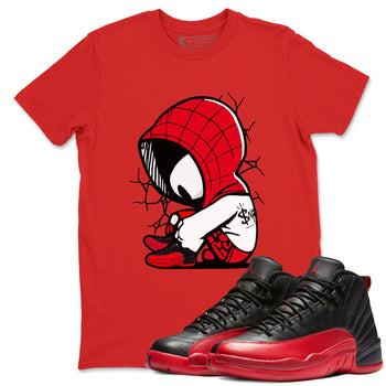 12s Flu Game shirts to match jordans Baby Spider sneaker match tees Air Jordan 12 Retro Flu Game match shoes to clothes SNRT Sneaker Tees unisex cotton Red 1 shirts