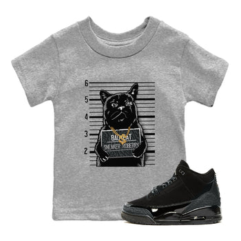 Air Jordan 3 Black Cat shirts to match jordans Bad Cat sneaker match tees Jordan 3 Retro Black Cat best t shirts to wear with jordans SNRT Sneaker Tees Youth Baby Heather Grey 1 tee