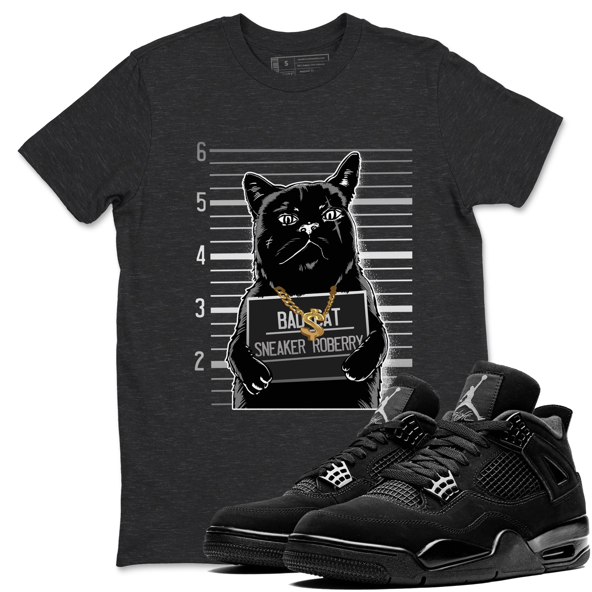 4s Black Cat shirts to match jordans Bad Cat sneaker match tees Air Jordan 4 Black Cat match shoes to clothes SNRT Sneaker Tees unisex cotton Charcoal Heather 1 shirts