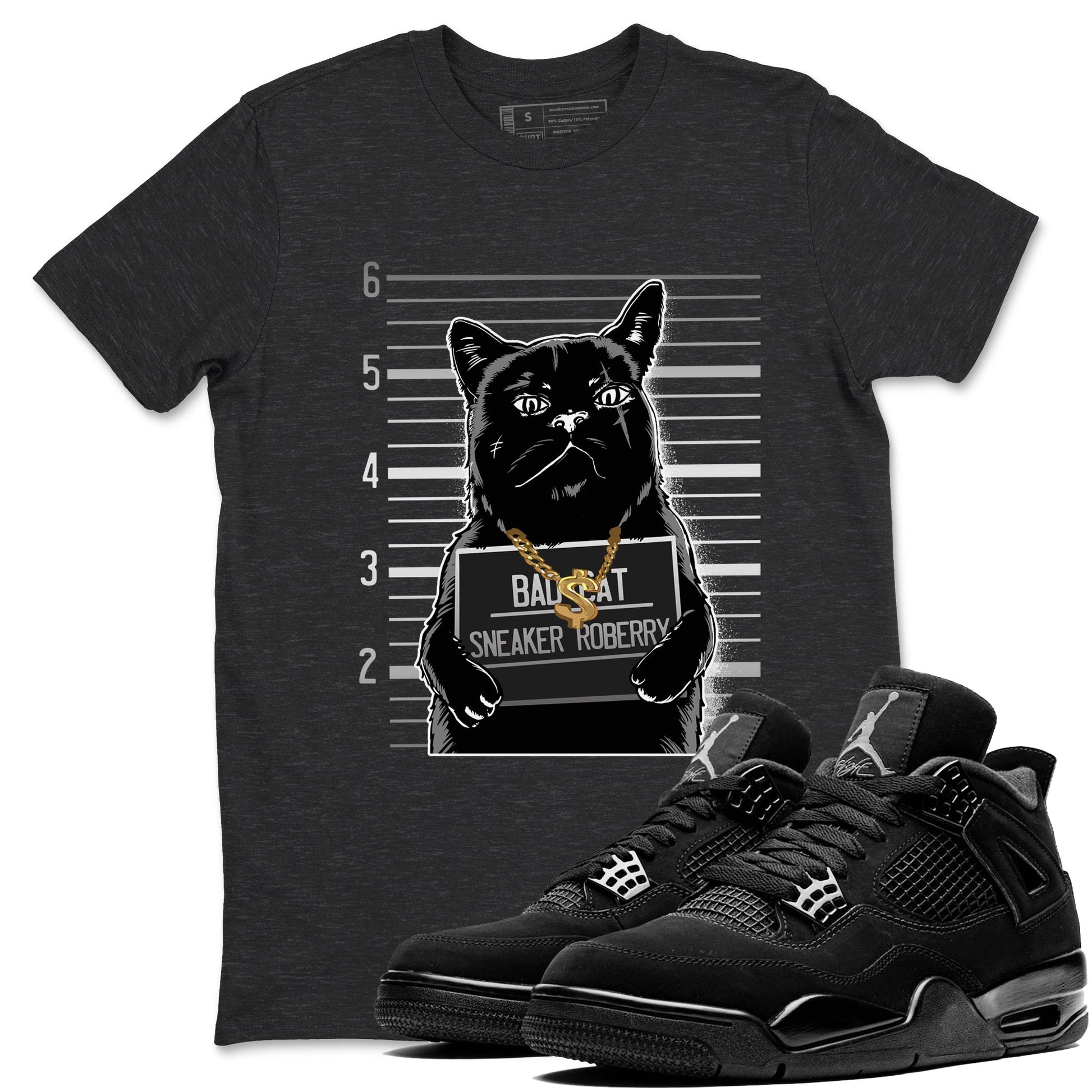 4s Black Cat shirts to match jordans Bad Cat sneaker match tees Air Jordan 4 Black Cat match shoes to clothes SNRT Sneaker Tees unisex cotton Charcoal Heather 1 shirts
