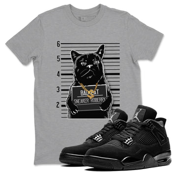 4s Black Cat shirts to match jordans Bad Cat sneaker match tees Air Jordan 4 Black Cat match shoes to clothes SNRT Sneaker Tees unisex cotton Heather Grey 1 shirts