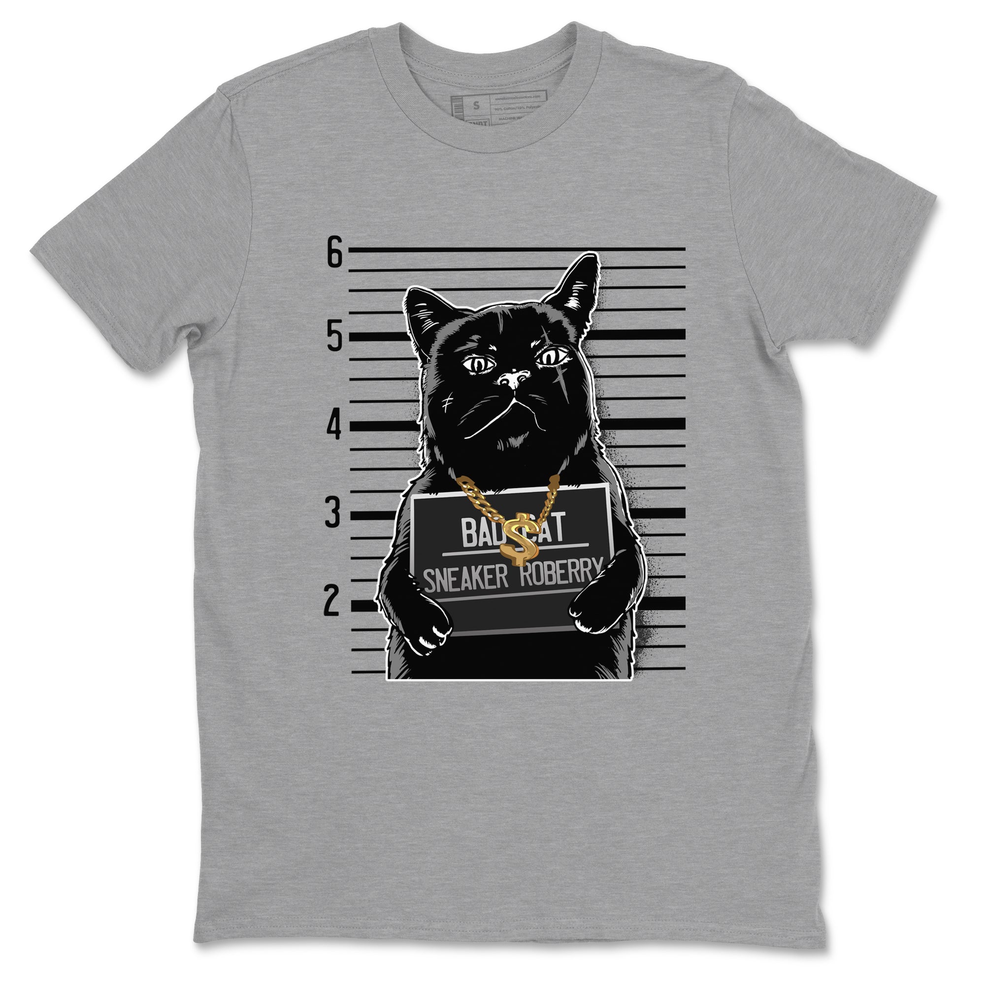 4s Black Cat shirts to match jordans Bad Cat sneaker match tees Air Jordan 4 Black Cat match shoes to clothes SNRT Sneaker Tees unisex cotton Heather Grey 2 shirts