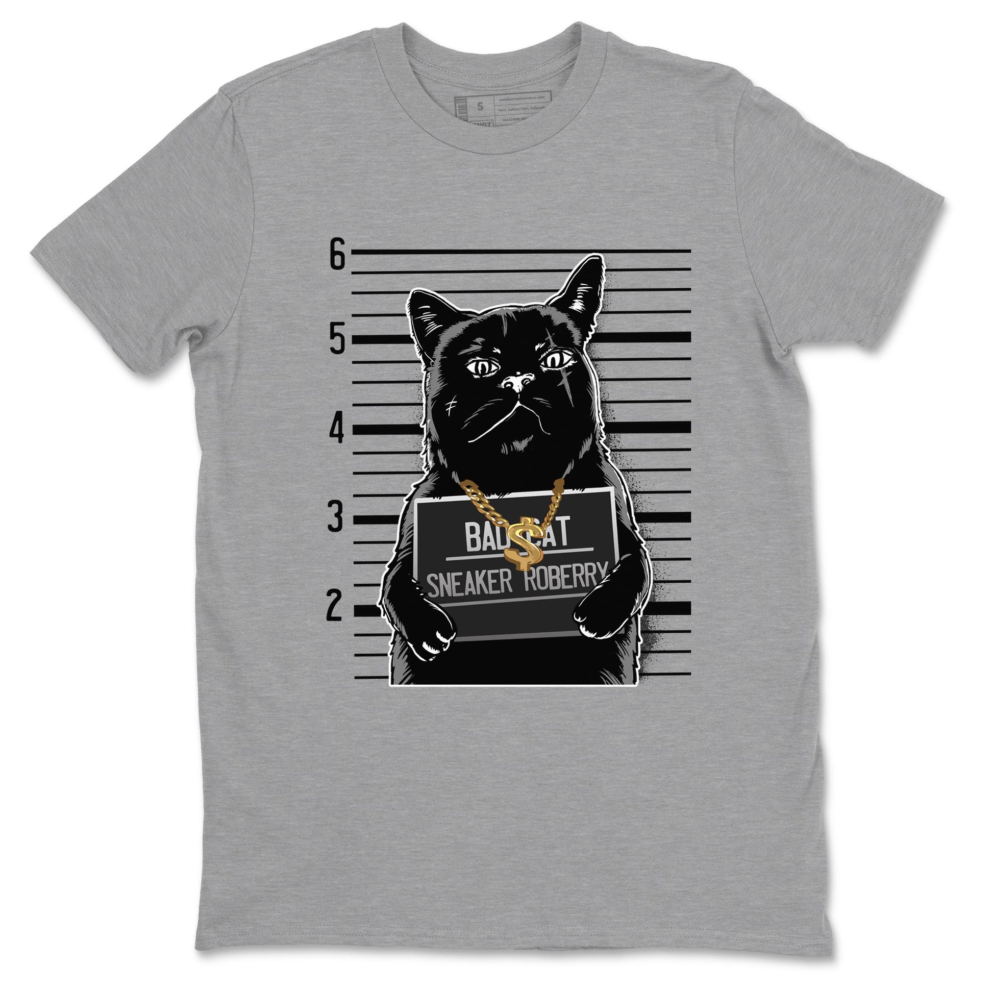 4s Black Cat shirts to match jordans Bad Cat sneaker match tees Air Jordan 4 Black Cat match shoes to clothes SNRT Sneaker Tees unisex cotton Heather Grey 2 shirts