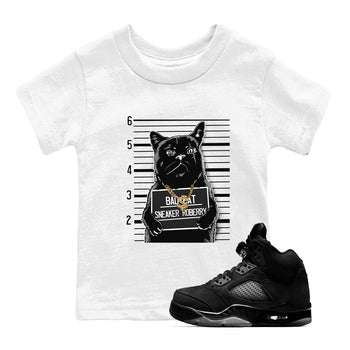 5s Black Cat shirts to match jordans Bad Cat sneaker match tees Air Jordan 5 Black Cat match shoes to clothes SNRT Sneaker Tees Youth Baby White 1 tee