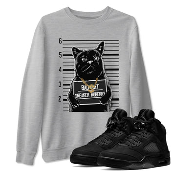 5s Black Cat shirts to match jordans Bad Cat sneaker match tees Air Jordan 5 Black Cat match shoes to clothes SNRT Sneaker Tees unisex cotton Heather Grey 1 shirts