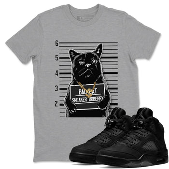 5s Black Cat shirts to match jordans Bad Cat sneaker match tees Air Jordan 5 Black Cat match shoes to clothes SNRT Sneaker Tees unisex cotton Heather Grey 1 shirts