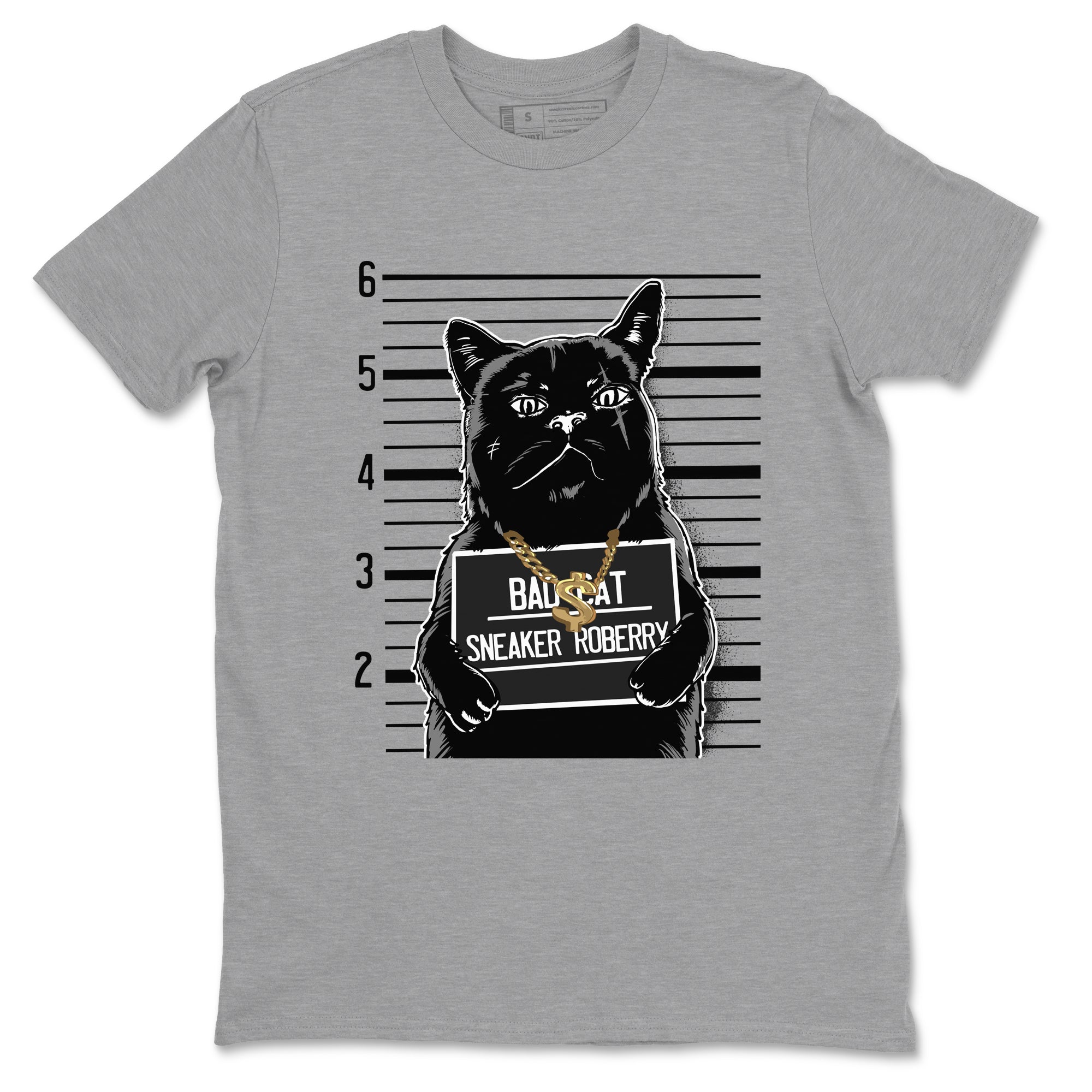 5s Black Cat shirts to match jordans Bad Cat sneaker match tees Air Jordan 5 Black Cat match shoes to clothes SNRT Sneaker Tees unisex cotton Heather Grey 2 shirts
