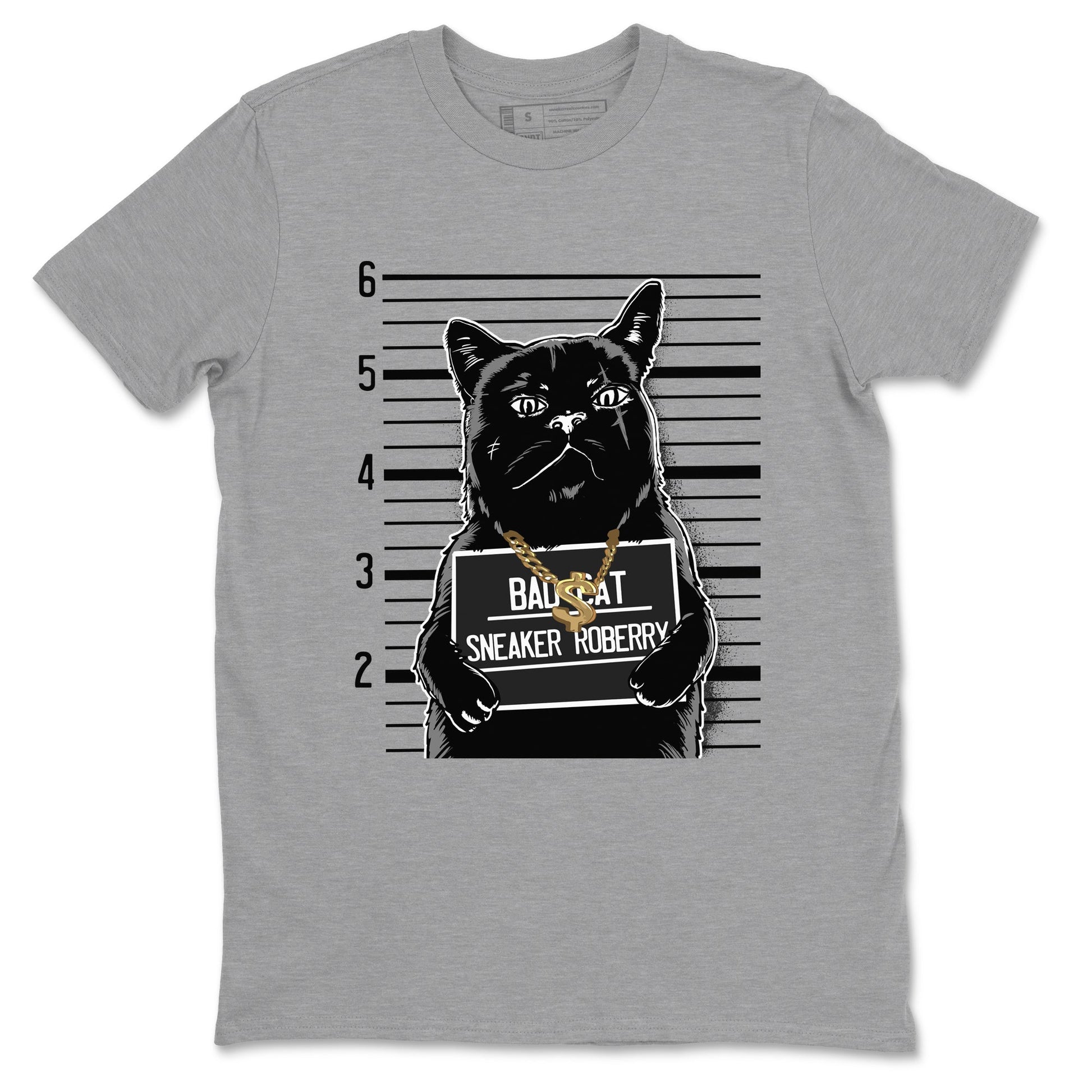 5s Black Cat shirts to match jordans Bad Cat sneaker match tees Air Jordan 5 Black Cat match shoes to clothes SNRT Sneaker Tees unisex cotton Heather Grey 2 shirts