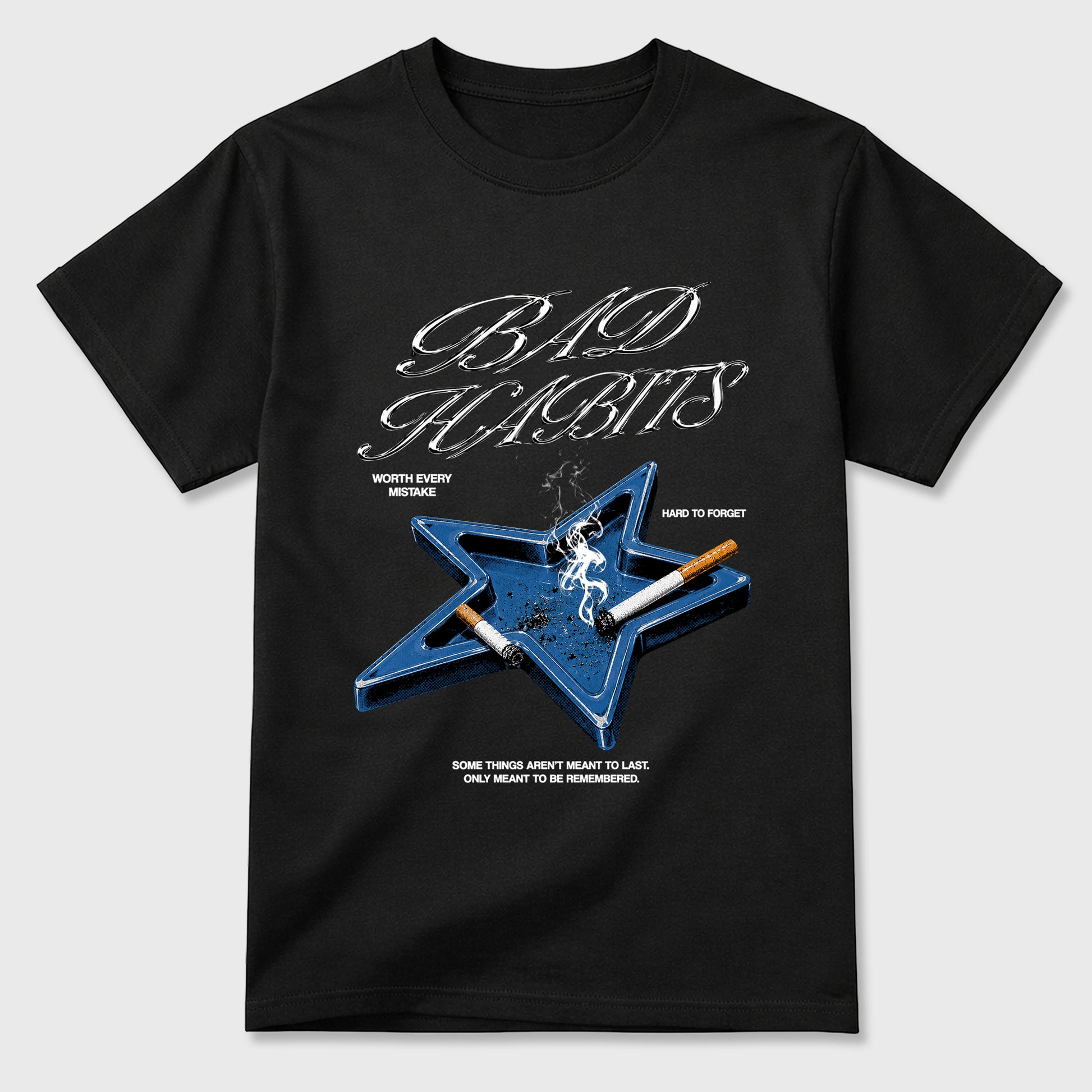 Bad Habits Graphic T-Shirt sneaker match tee designed for the Air Jordan 13 Flint, featuring coordinated color options for a perfect streetwear match. Black 2 shirt.