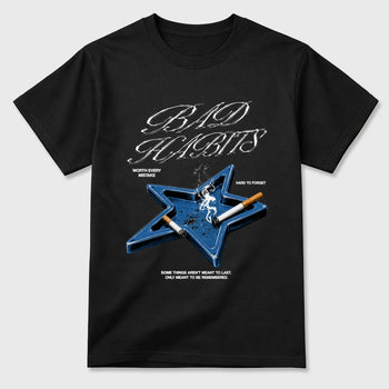 Bad Habits Graphic T-Shirt sneaker match tee designed for the Air Jordan 13 Flint, featuring coordinated color options for a perfect streetwear match. Black 2 shirt.