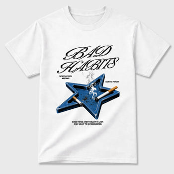Bad Habits Graphic T-Shirt sneaker match tee designed for the Air Jordan 13 Flint, featuring coordinated color options for a perfect streetwear match. White 2 shirt.