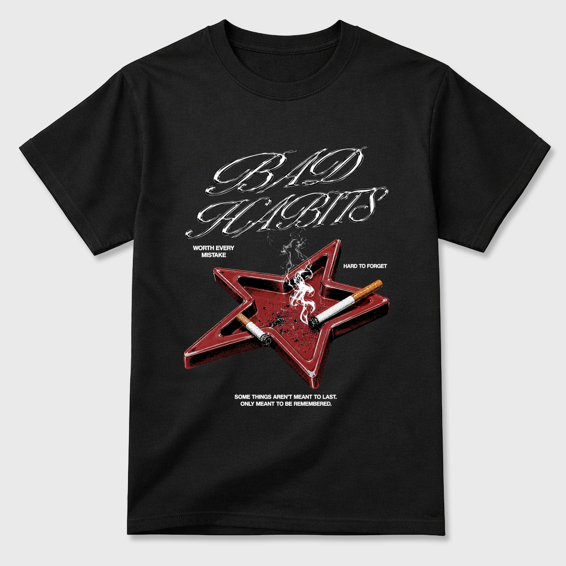 Bad Habits Graphic T-Shirt sneaker match tee designed for the Air Jordan 3 Bin 23, featuring coordinated color options for a perfect streetwear match. Black 2 shirt.