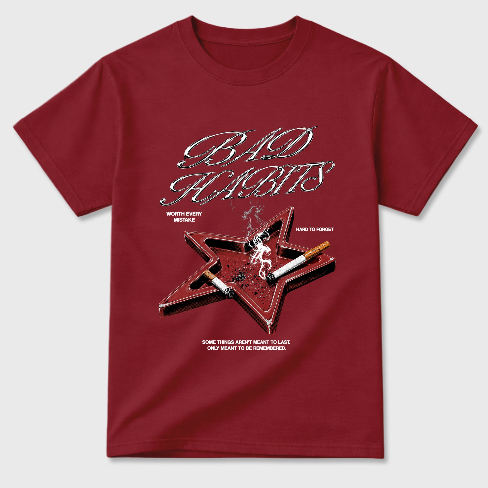 Bad Habits Graphic T-Shirt sneaker match tee designed for the Air Jordan 3 Bin 23, featuring coordinated color options for a perfect streetwear match. Cardinal 2 shirt.